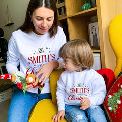 Personalised Matching Family Christmas Sweatshirt, Qty 1, Last Name Xmas Jumper Adult And Kids Size