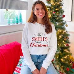 Personalised Matching Family Christmas Sweatshirt, Qty 1, Last Name Xmas Jumper Adult And Kids Size