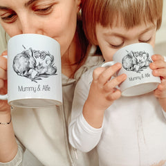 Personalised Matching Family Mug, Mother's Day Easter Gift, Bunny Mummy and Baby Mini