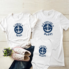 Personalised matching Father's Day t-shirt, Captain daddy, first mate