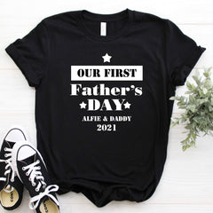 Personalised matching Father's Day t-shirt with names, QTY 1, Our first Father's Day Gift