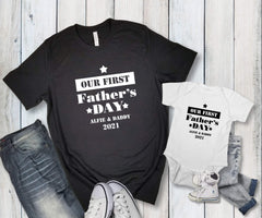 Personalised matching Father's Day t-shirt with names, QTY 1, Our first Father's Day Gift