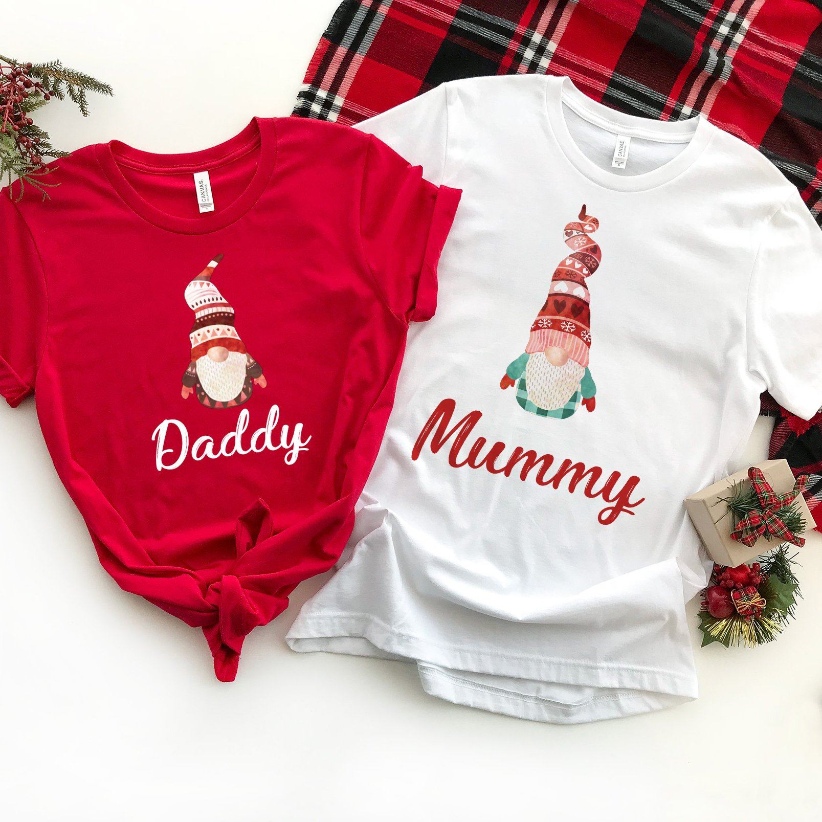 Personalised Matching gnome Christmas family t-shirts, Gift for him or her Gnomes Outfit