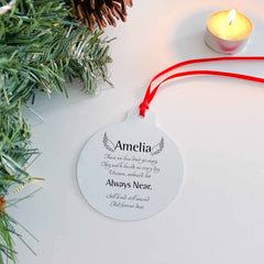 Personalised memorial ornament with name, Personalised Remembrance Christmas Tree Decoration