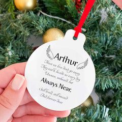 Personalised memorial ornament with name, Personalised Remembrance Christmas Tree Decoration