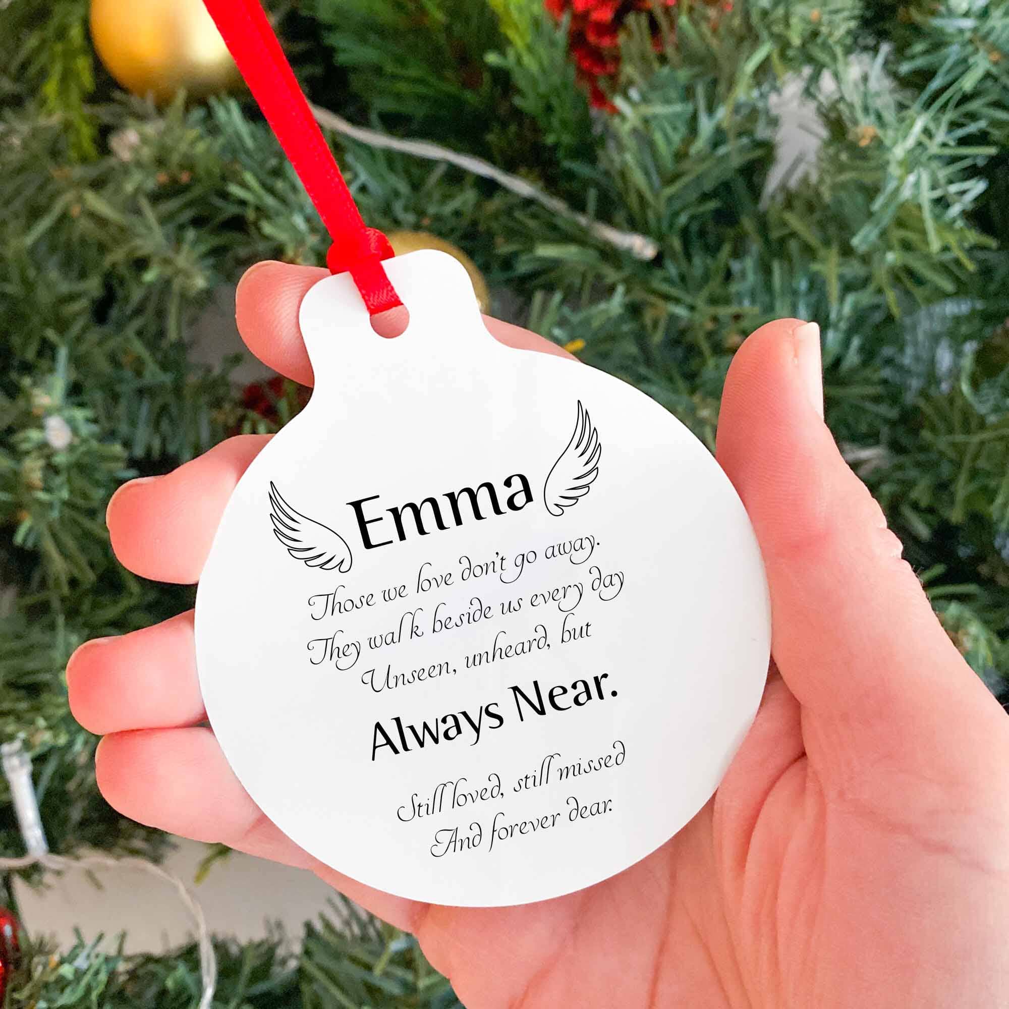 Personalised memorial ornament with name, Personalised Remembrance Christmas Tree Decoration