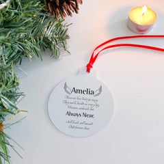 Personalised memorial ornament with name, Personalised Remembrance Christmas Tree Decoration