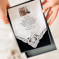 Personalised Memorial Wedding Handkerchief, Photo Of Passed Away Family Members, Rememerance Loving Memory