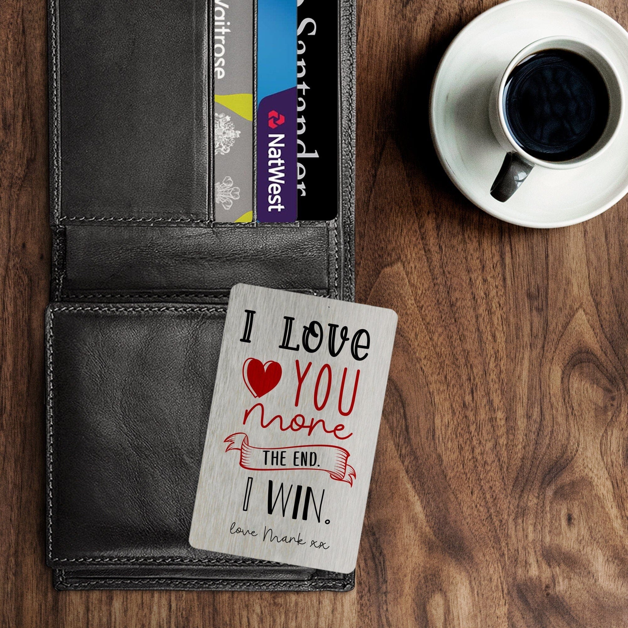 Personalised Metal Wallet Card I love you more The End I Win Valentine's Day Anniversary Birthday Gift