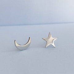 Personalised moon and star stud earrings, I love you to the moon and back, Birthday Christmas Gift for wife mum