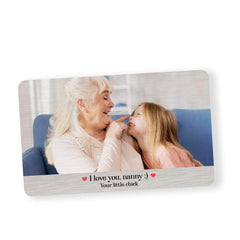 Personalised Mother's Day gift for nanny. Wallet Photo Card for Mother, Metal Photo Card