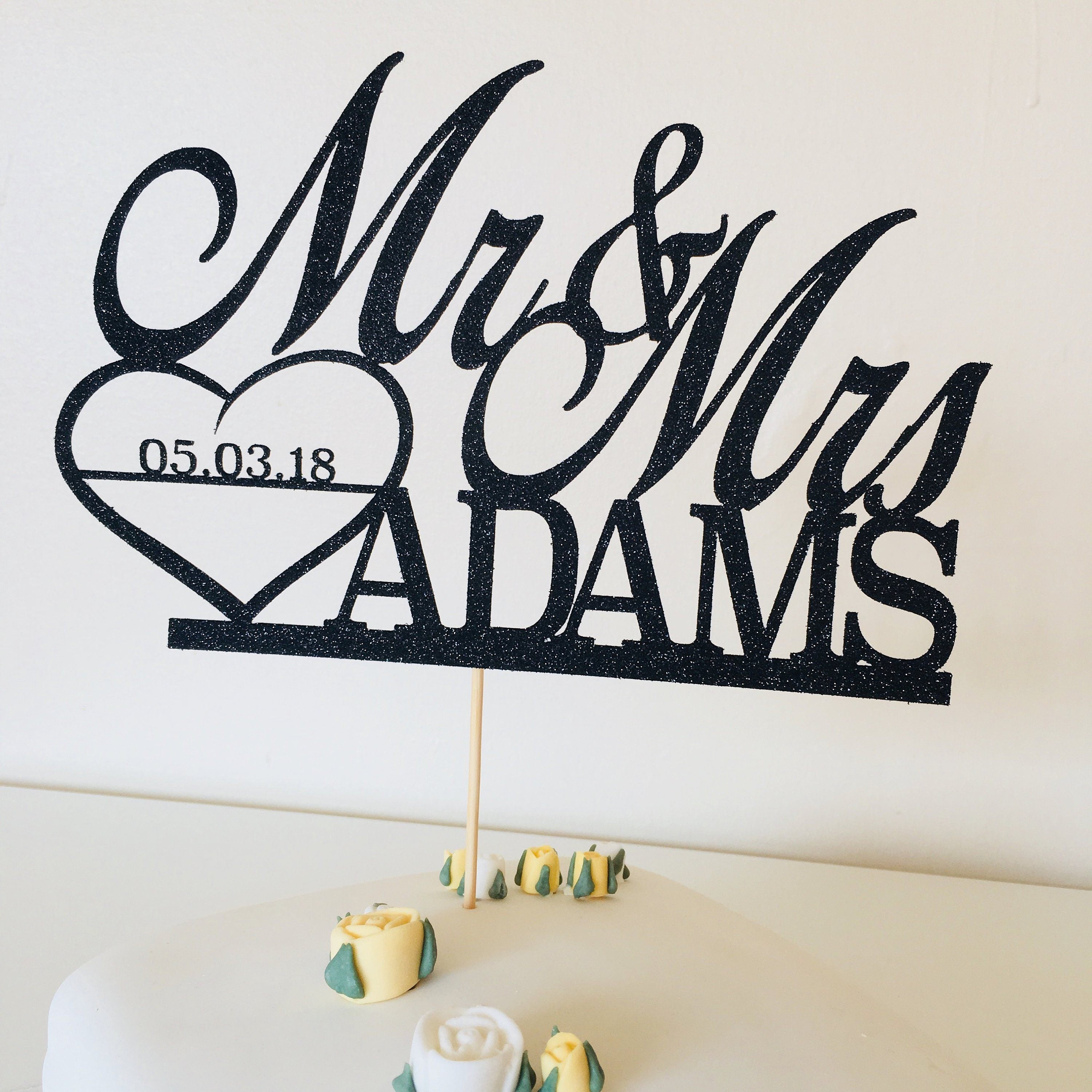 Personalised Mr and Mrs Cake Topper With The Wedding Date