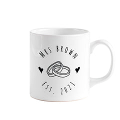 Personalised Mr & Mrs wedding mug, Bride and groom mugs, Engagement gifts for couples