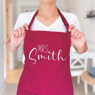 Personalised Mrs apron with name, Gift for her, Wedding gift for bride, Kitchen apron for women