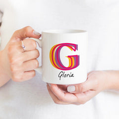 Personalised mug with stylish initial , Gift for him or her, Abstract Name Coffee Mug