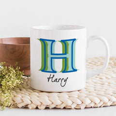 Personalised mug with stylish initial , Gift for him or her, Abstract Name Coffee Mug