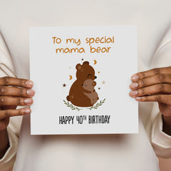 Personalised Mum Birthday Card with Envelope, Mama Bear Greeting Card, Happy Birthday Card For Special Mummy