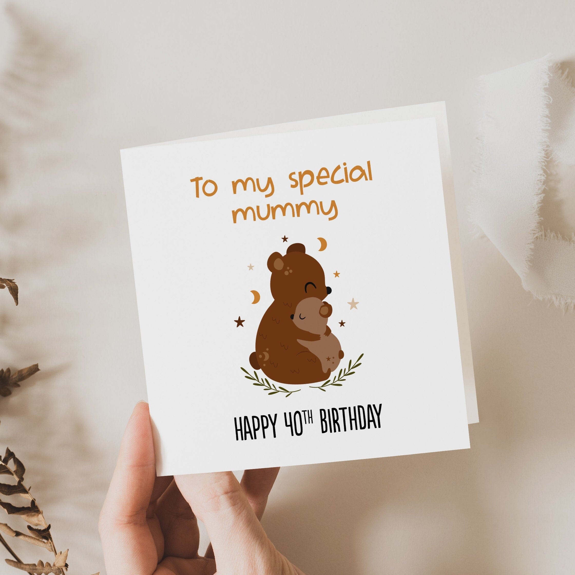 Personalised Mum Birthday Card with Envelope, Mama Bear Greeting Card, Happy Birthday Card For Special Mummy