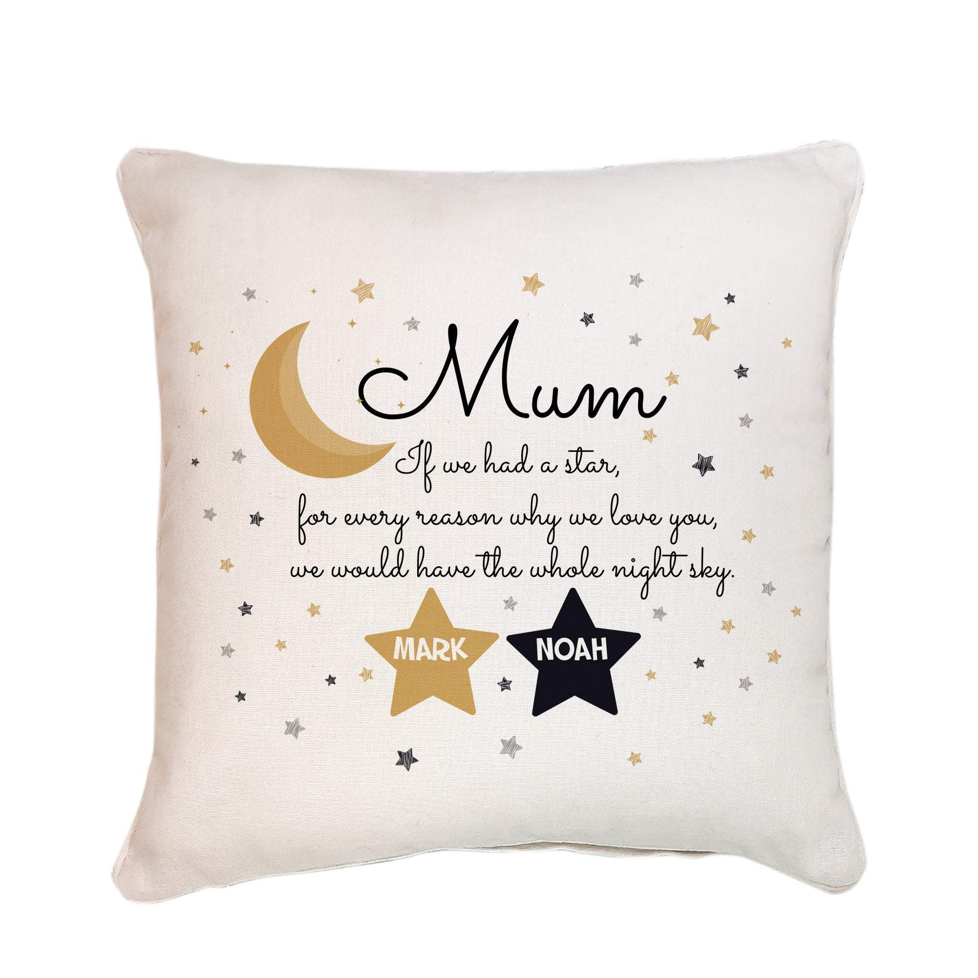 Personalised mum cushion with children names, Little stars, Mother's Day Gift with names