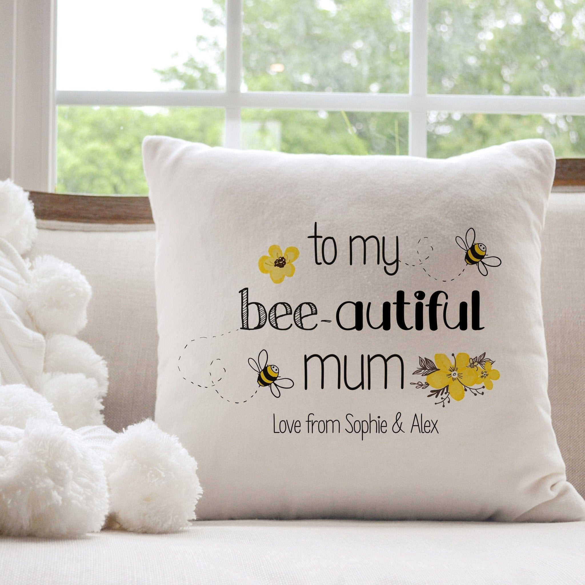 Personalised Mum Cushion With Children Names, To My Bee - Autiful Mum Pillow, Cute Mother'S Day Gift