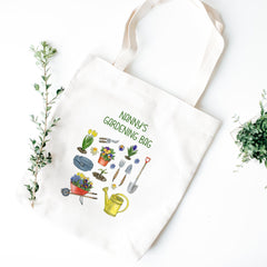 Personalised Mum Nanny Women Gardening Tote Bag, Plant Lady, Plant Lover Gift