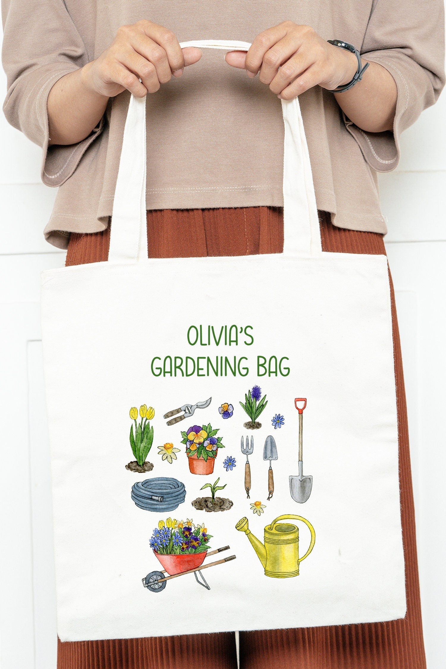 Personalised Mum Nanny Women Gardening Tote Bag, Plant Lady, Plant Lover Gift
