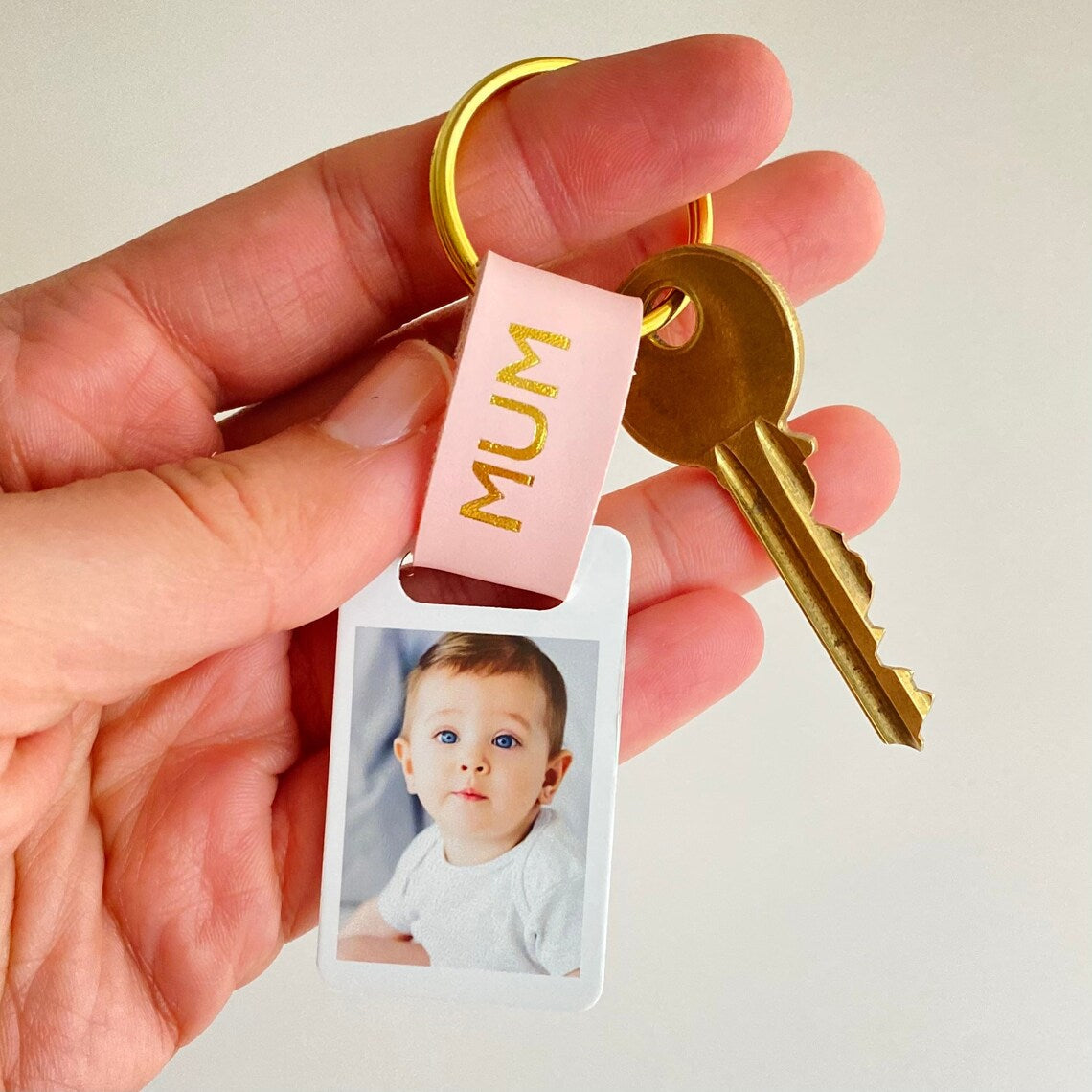 Personalised Mum Photo Keyring, Leather Photo Keychain, Mother's Day gift for her, Gift for mum