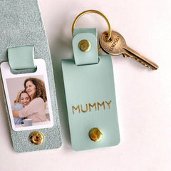 Personalised Mum Photo Keyring, Leather Photo Keychain, Mother's Day gift, gift for mum
