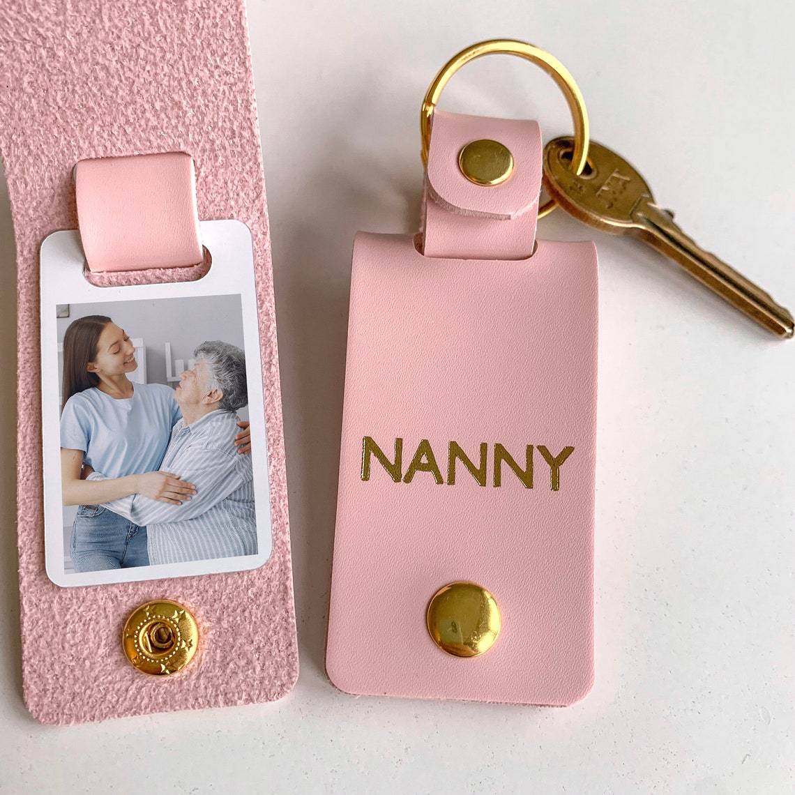 Personalised Mum Photo Keyring, Leather Photo Keychain, Mother's Day gift, gift for mum