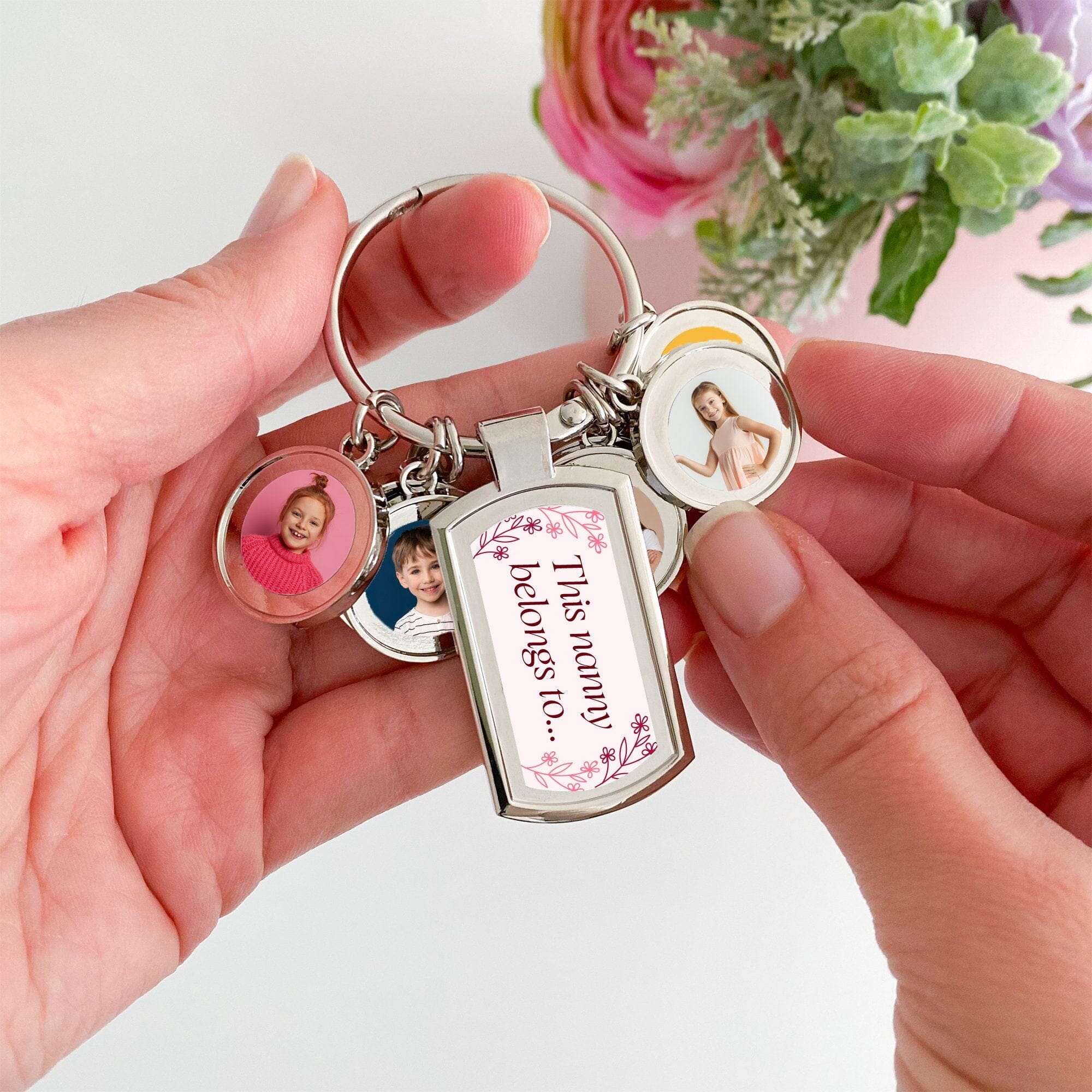 Personalised Mum Photo Keyring, Metal Keychain With Children, Christmas Mother'S Day Birthday Gift