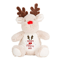 Personalised My First Christmas 2023 Reindeer Soft Toy, Baby Girl Boy 1St Xmas Teddy