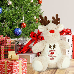 Personalised My First Christmas 2023 Reindeer Soft Toy, Baby Girl Boy 1St Xmas Teddy