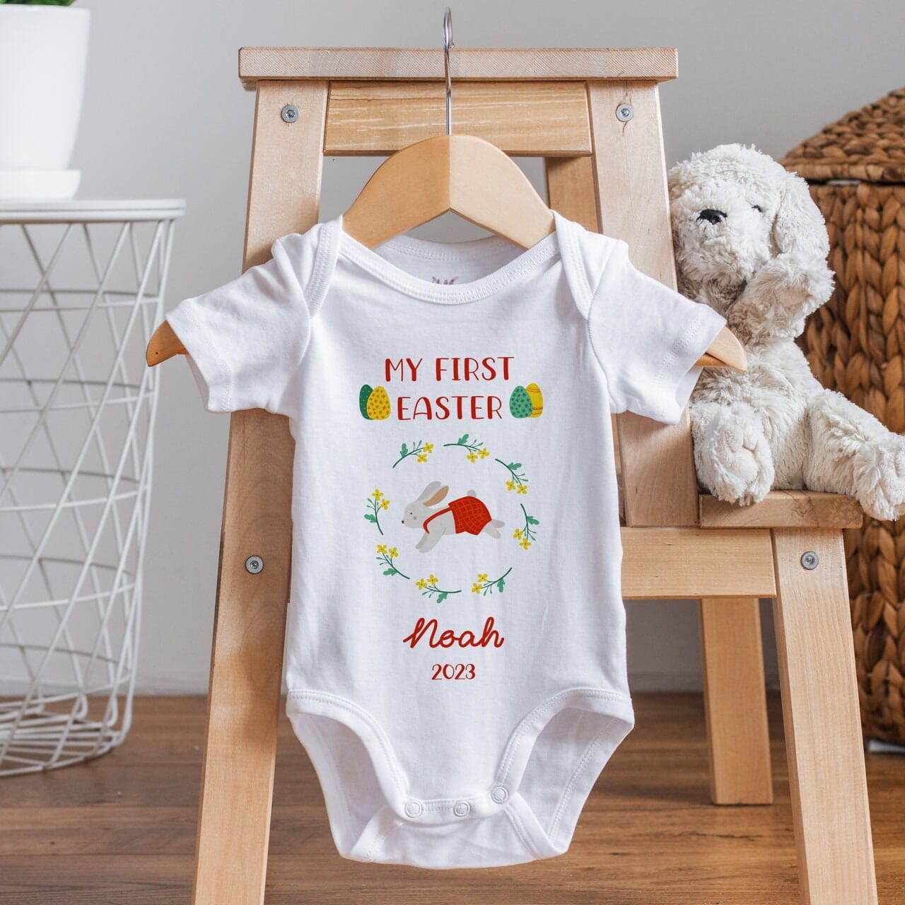 Personalised My first Easter bodysuit for boys or girls, Organic cotton, Baby Bunny Tshirt, Easter Gift