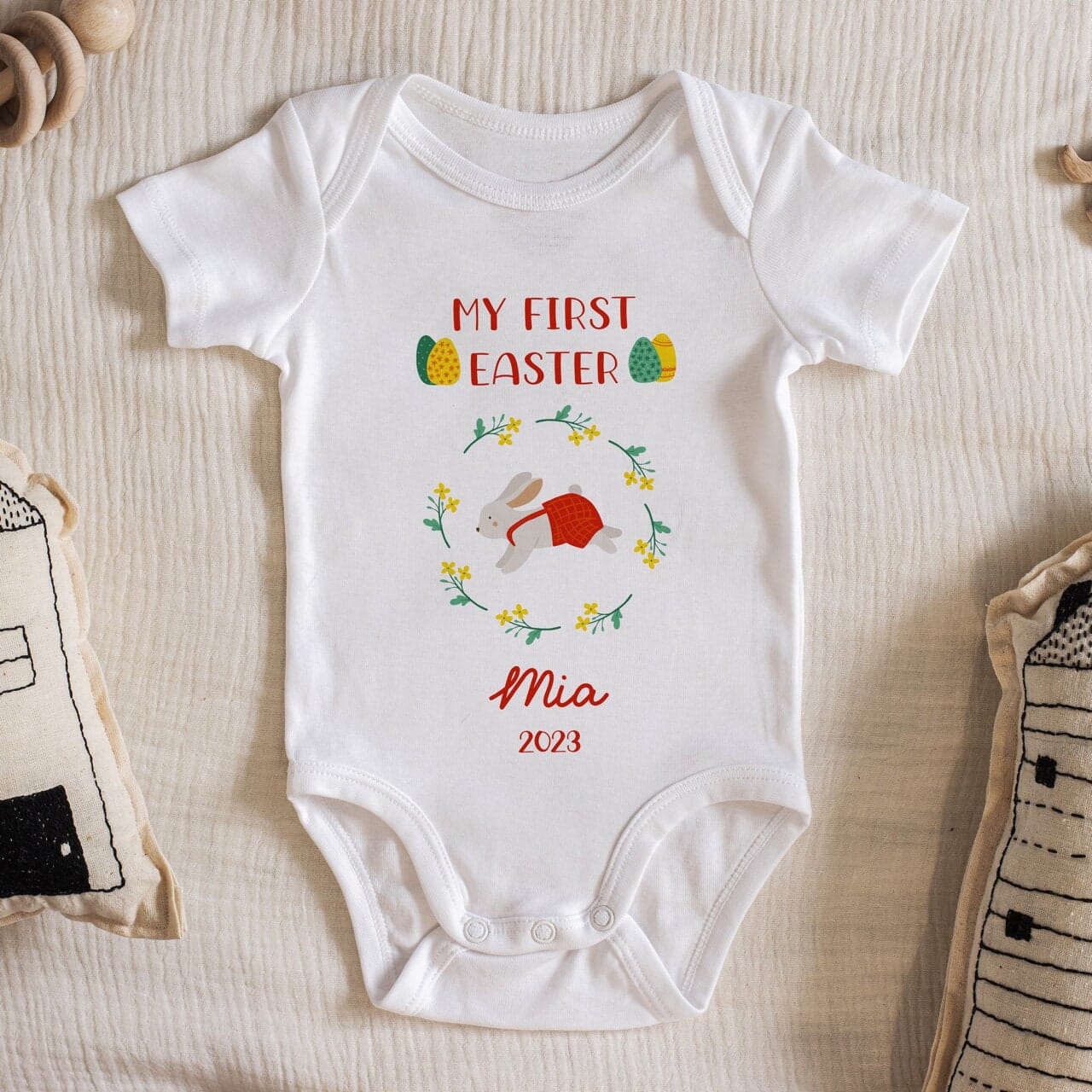 Personalised My first Easter bodysuit for boys or girls, Organic cotton, Baby Bunny Tshirt, Easter Gift