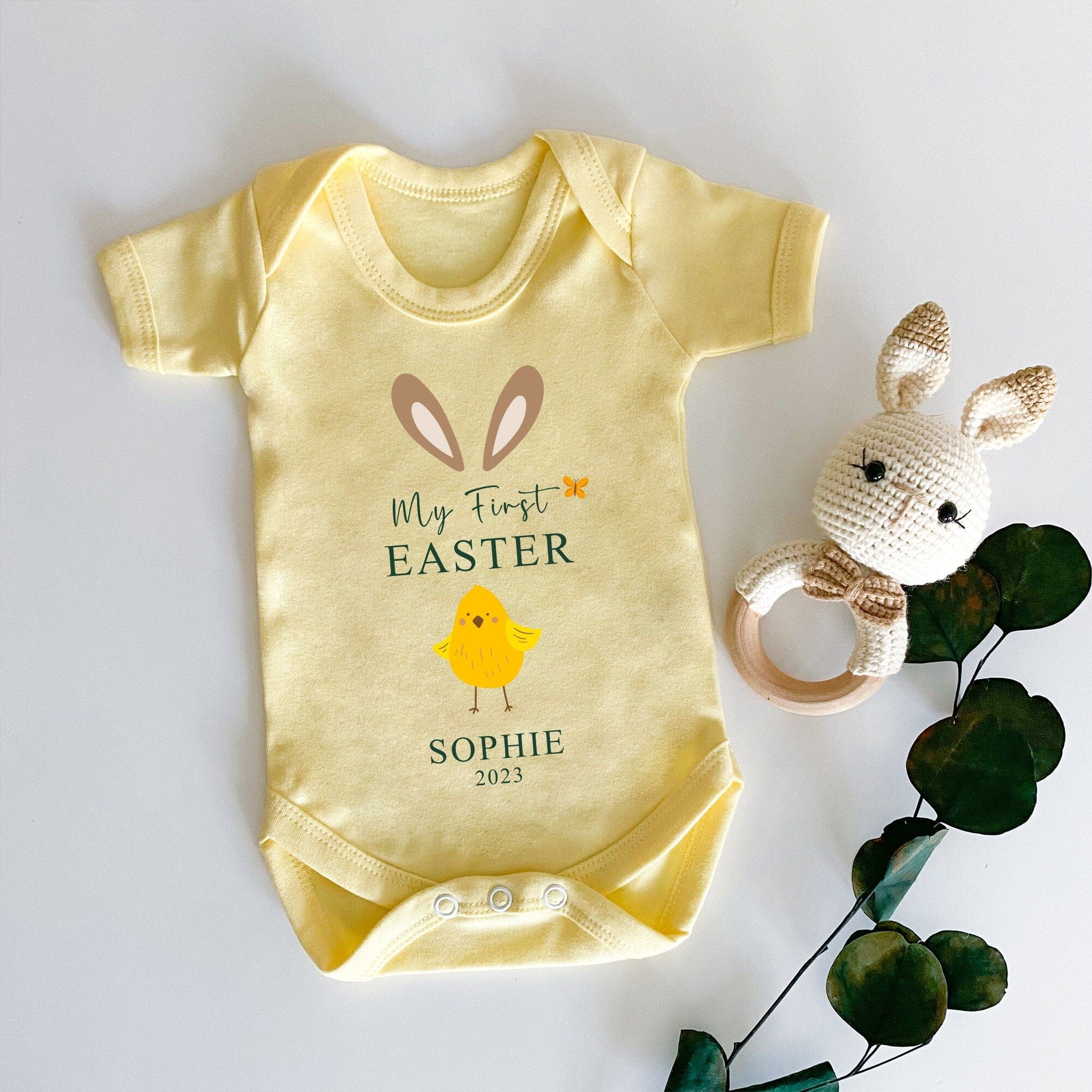 Personalised My First Easter bunny bodysuit with name and year, Easter gift for boy girl