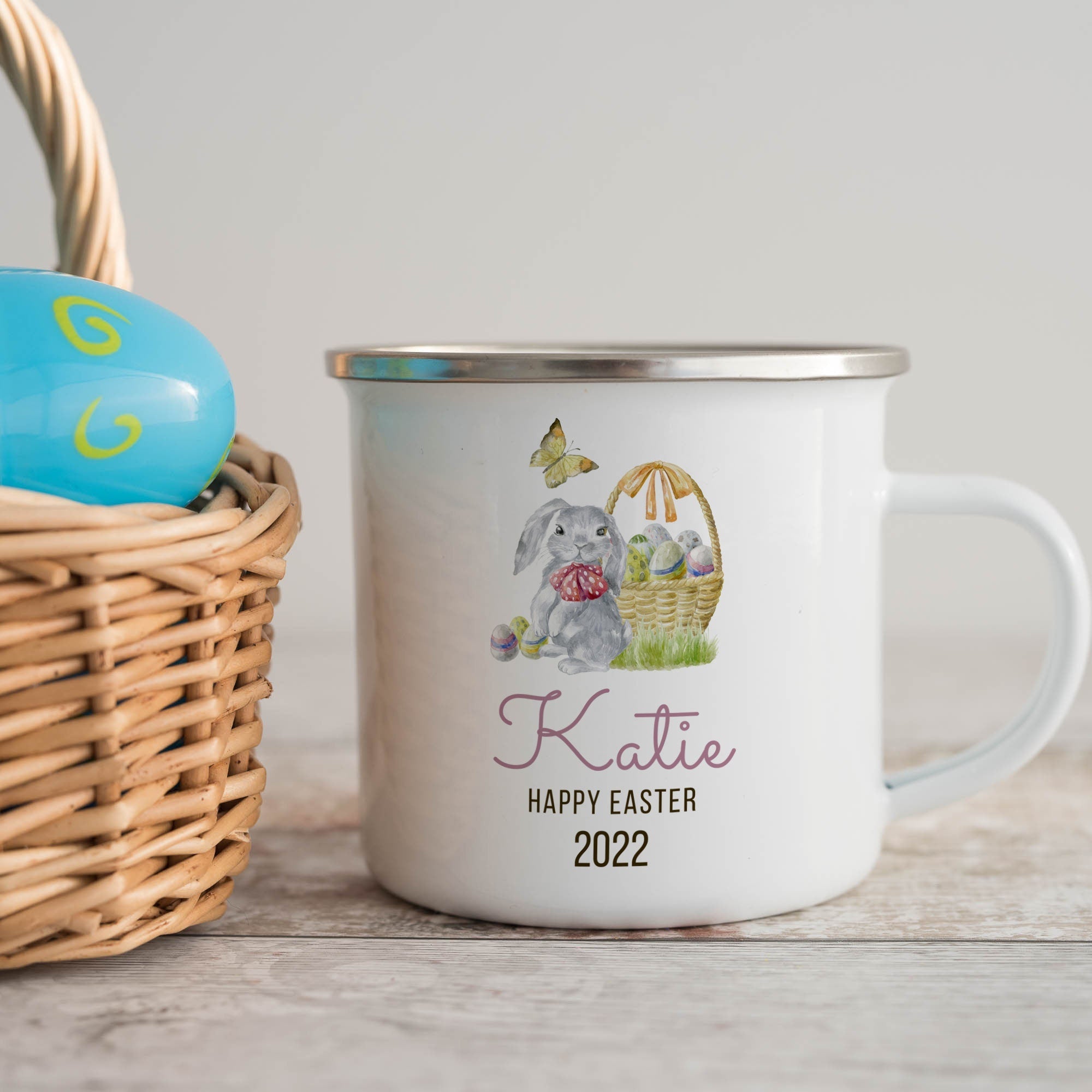 Personalised My First Easter Enamel Mug with Name, Baby Easter Keepsakes, 1st Easter Gift