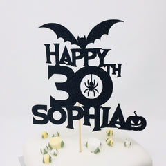 Personalised Name and Age Halloween Birthday Cake Topper