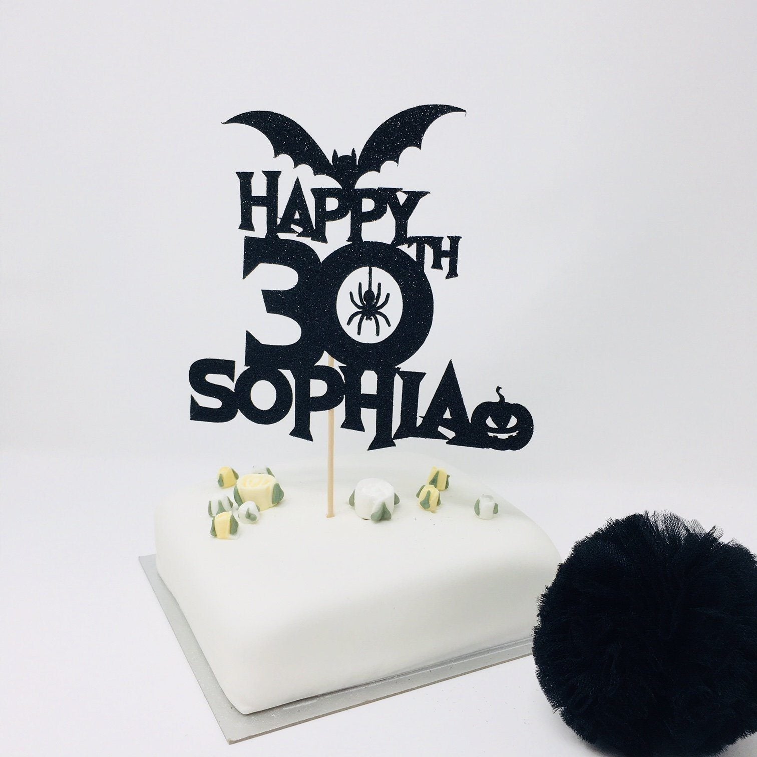Personalised Name and Age Halloween Birthday Cake Topper