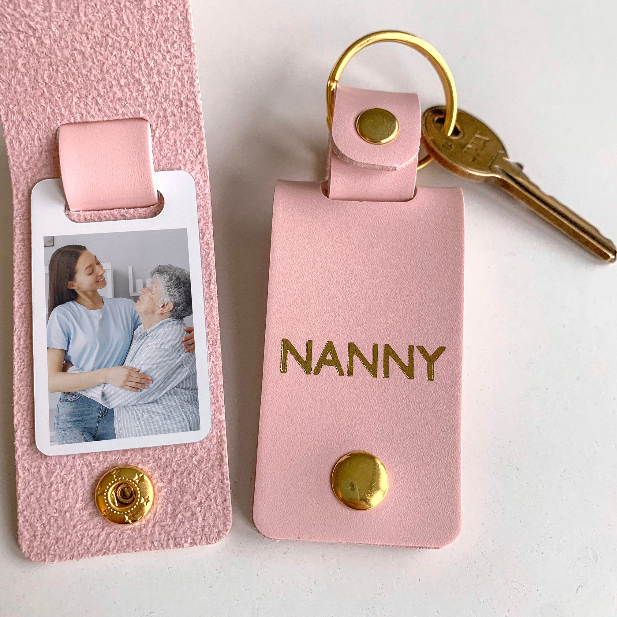 Personalised Nanny Photo Keyring, Leather Photo Keychain, Mother's Day gift for her
