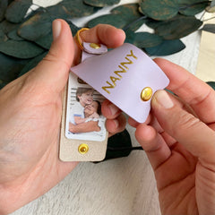 Personalised Nanny Photo Keyring, Leather Photo Keychain, Mother's Day gift for her