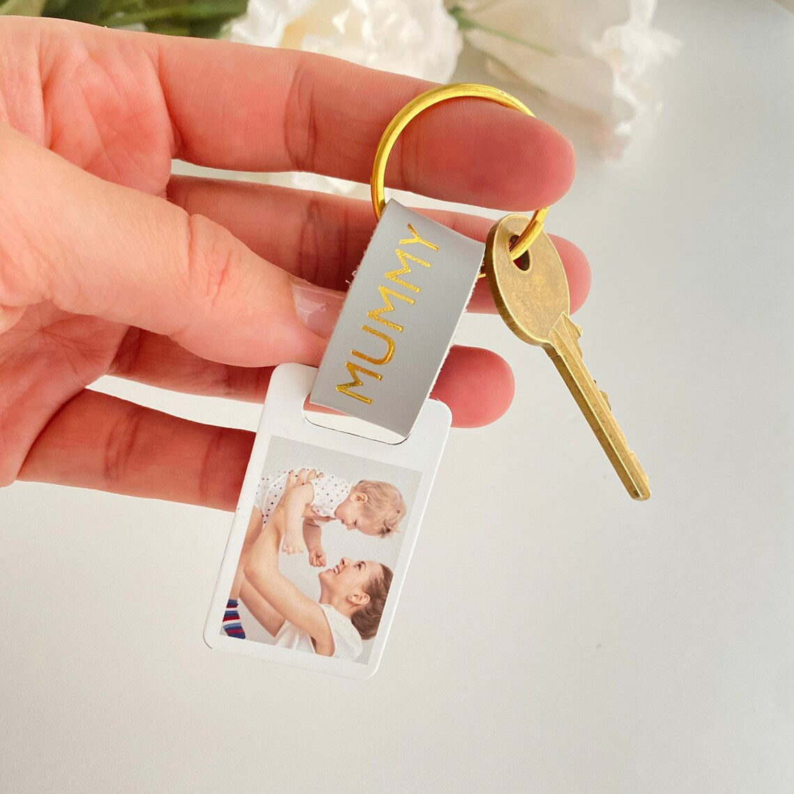 Personalised Nanny Photo Keyring, PU Leather Photo Keychain, Christmas, Mother's Day Gift