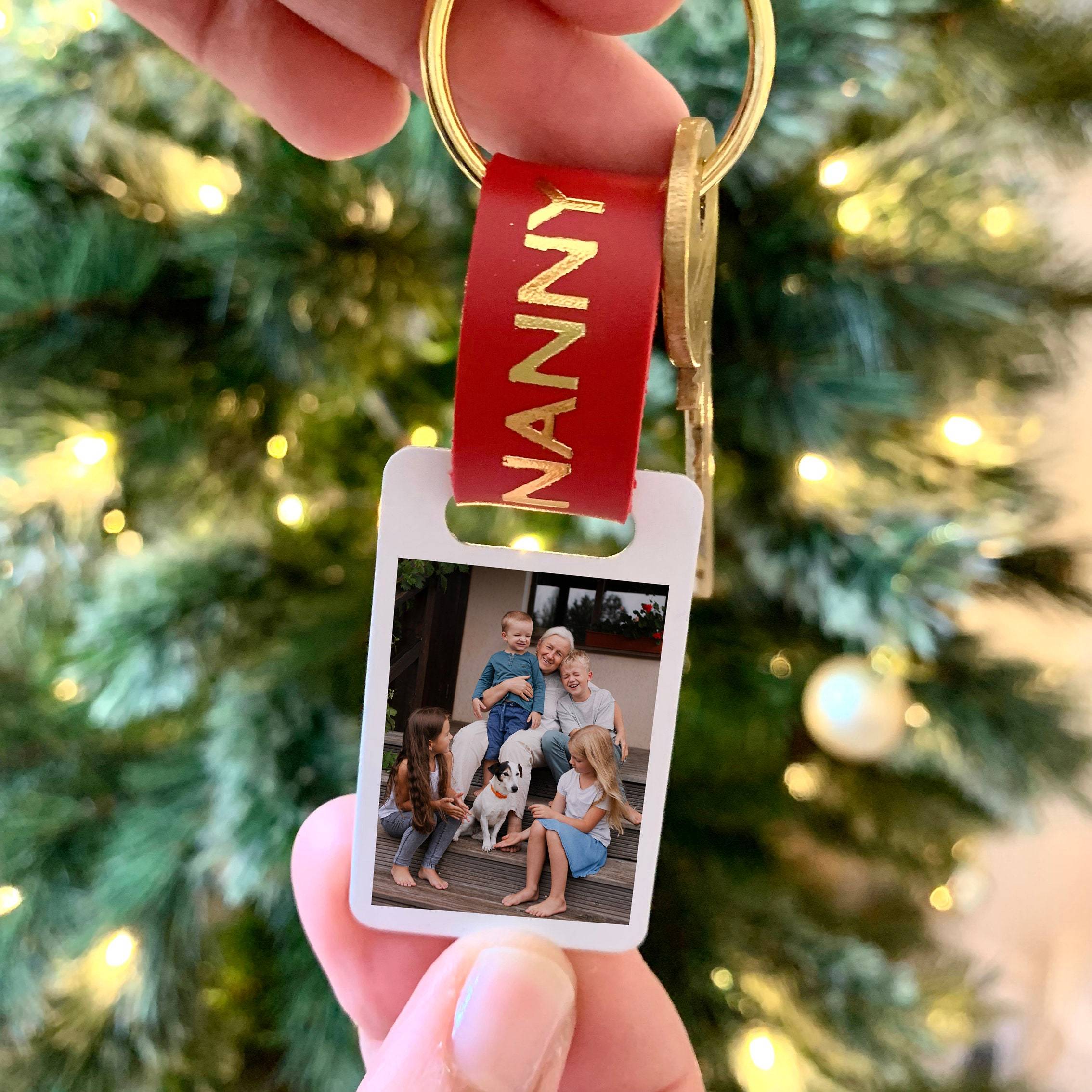 Personalised Nanny Photo Keyring, PU Leather Photo Keychain, Christmas, Mother's Day Gift