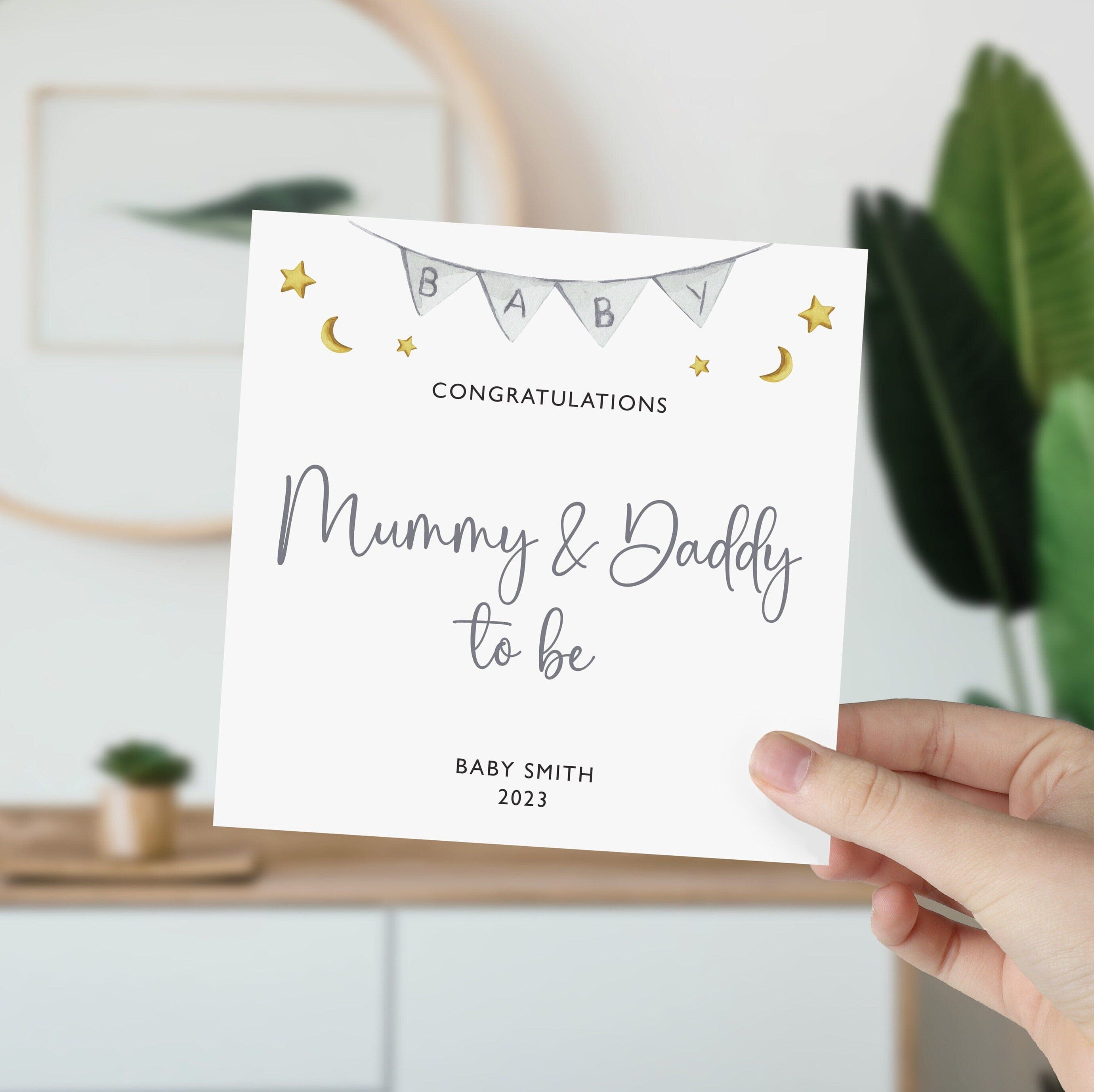Personalised New Baby Card, Congratulations Mummy & Daddy to Be, Mum Dad Gift Card