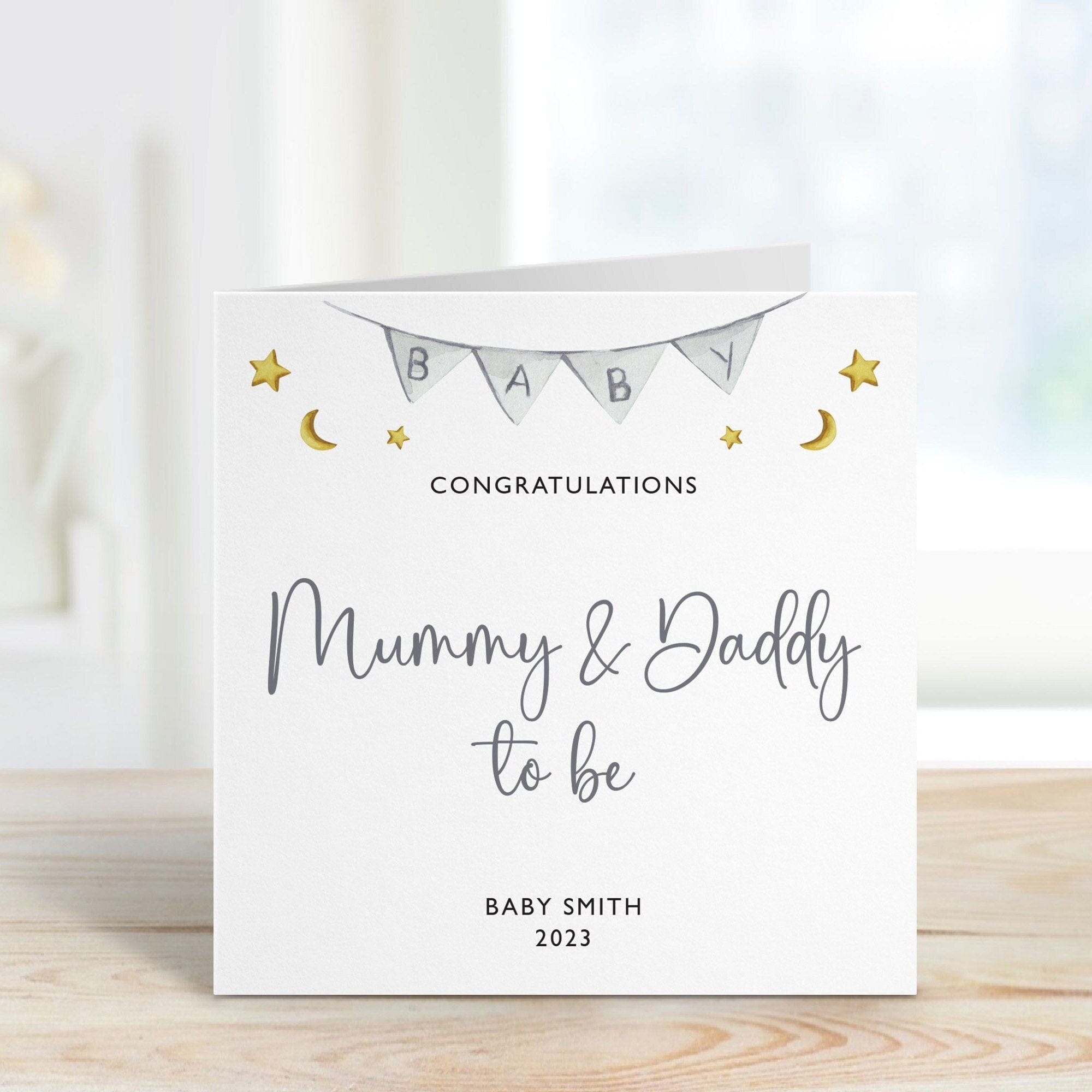 Personalised New Baby Card, Congratulations Mummy & Daddy to Be, Mum Dad Gift Card
