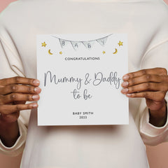 Personalised New Baby Card, Congratulations Mummy & Daddy to Be, Mum Dad Gift Card