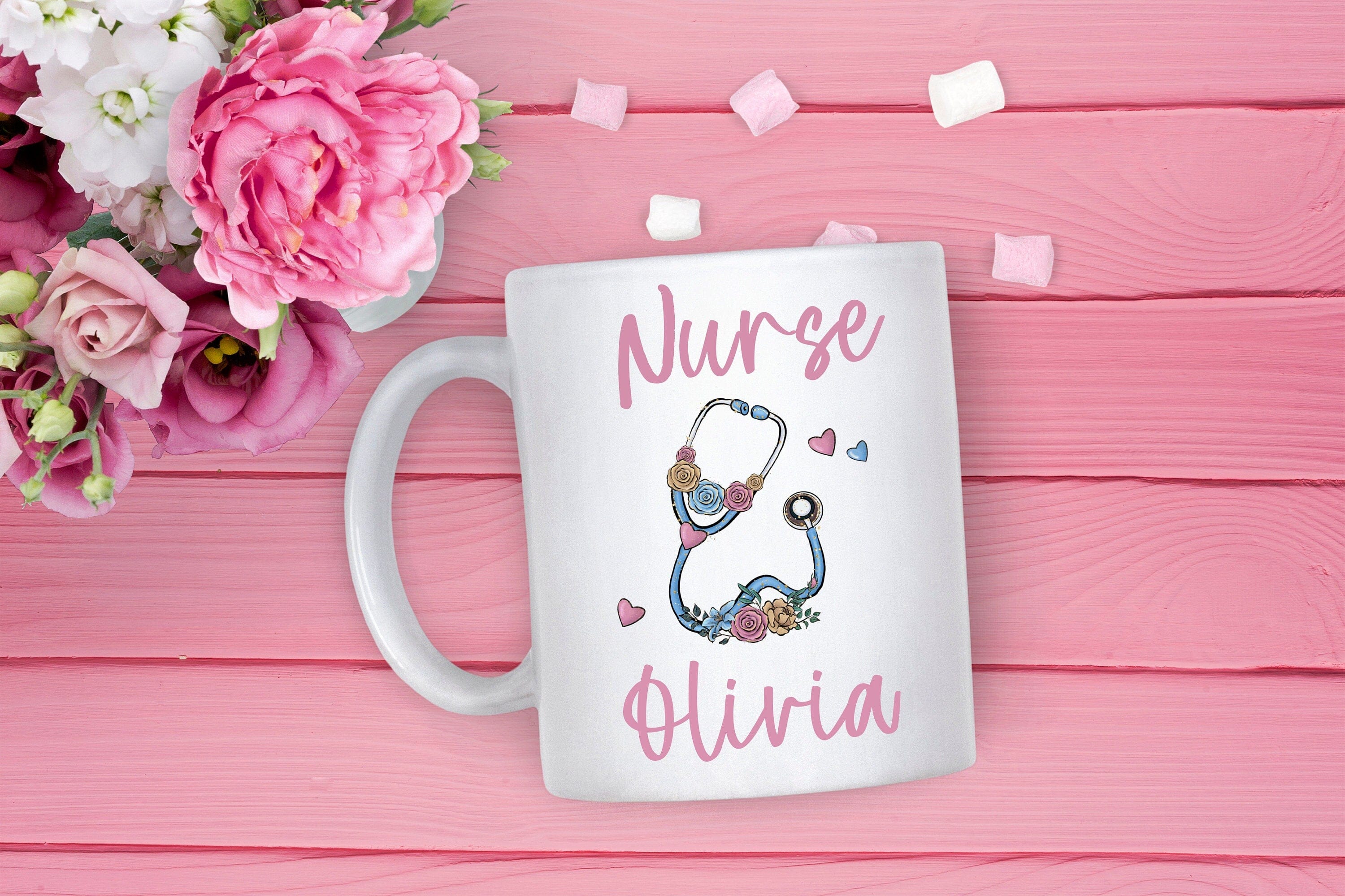 Personalised Nurse Mug With Name, Nhs Nurse Thank You Gift, New Nurse Present