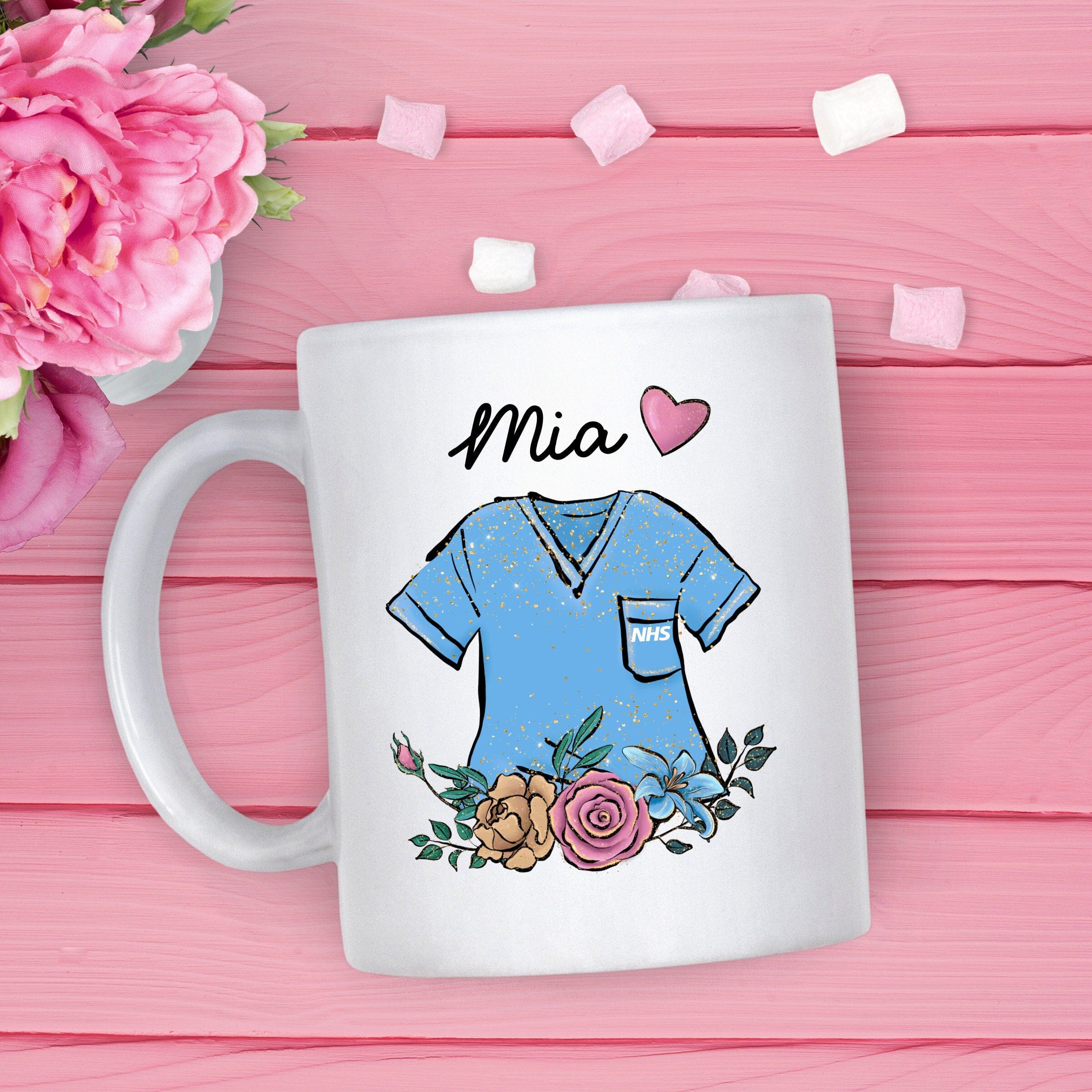 Personalised nurse mug with name, NHS nurse Thank you gift, New nurse present, Christmas Birthday gift