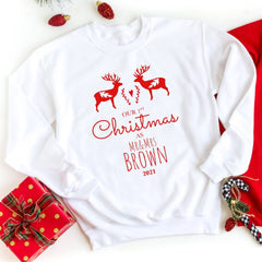 Personalised our first Christmas jumper as Mr & Mrs last name, Newlywed New Husband Wife