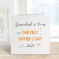 Personalised Our First Father's Day card, Grandad greeting card, First Father's Day gift