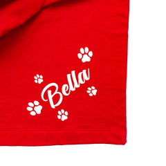 Personalised pet blanket with carrying handle, Dog, cat Christmas gift, Paw print fleece throw with pet name